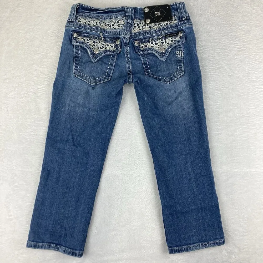 Miss Me Capri Womens Low Rise Blue Denim Jeans‎ Size 28